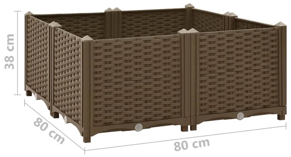 Ζαρντινιέρα 80 x 80 x 38 εκ. από Πολυπροπυλένιο - Καφέ