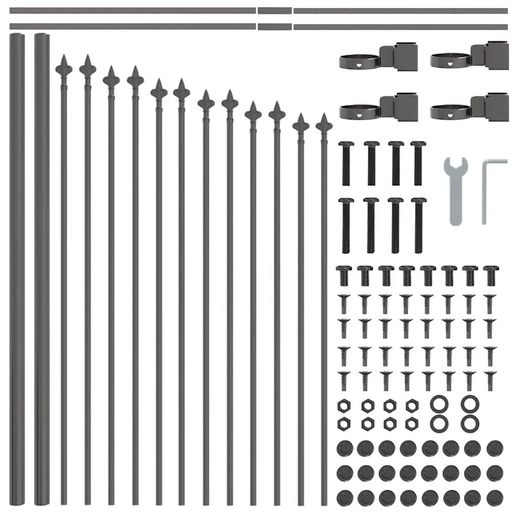 vidaXL Φράχτης Κήπου με Στέγη - Γκρι, 13.6 x 0.75 m, Χάλυβας