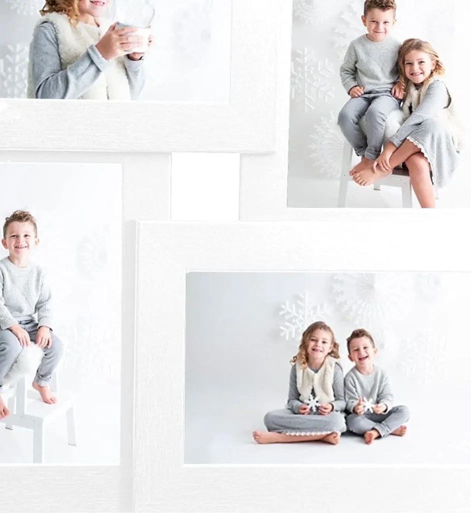 vidaXL Πλαίσιο Φωτογραφιών Κολάζ Λευκό για Φωτ. 4 x (10 x 15 εκ.) MDF