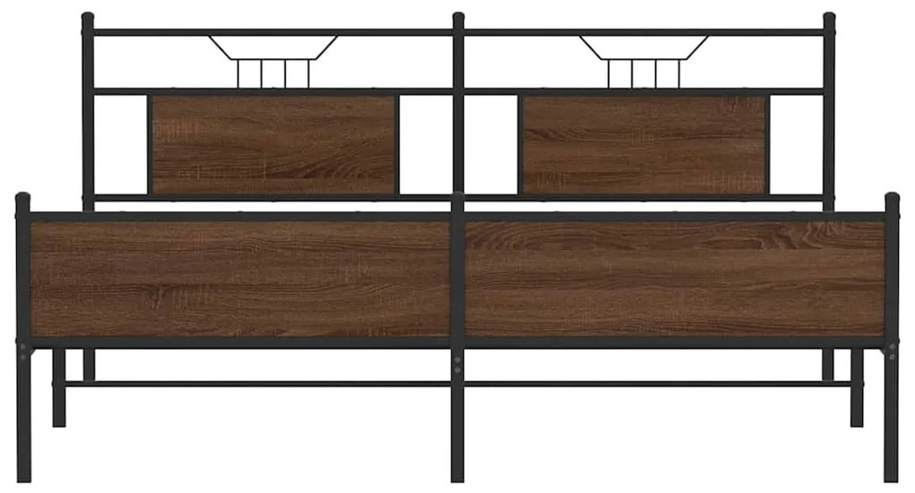 vidaXL Σκελετός Κρεβ. Χωρίς Στρώμα Καφέ Δρυς 180x200 εκ. Μεταλλικό