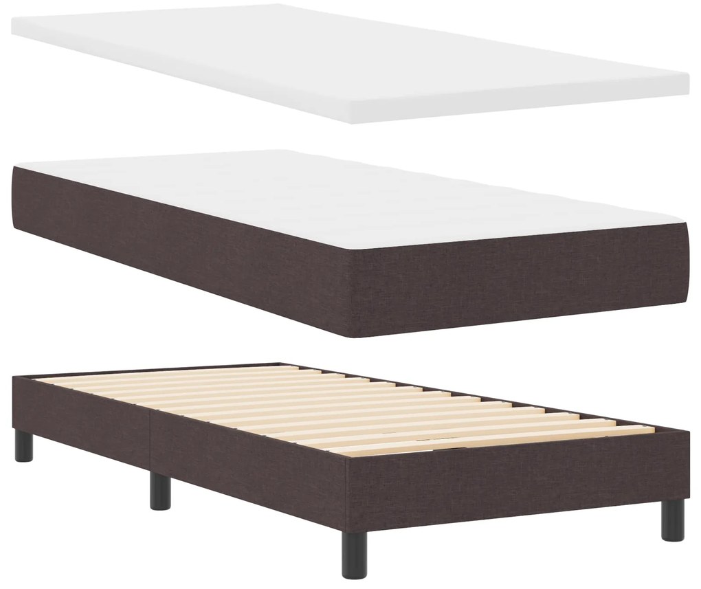 vidaXL Κρεβάτι Box Spring με Στρώμα Σκούρο Καφέ 100x200 εκ Υφασμα