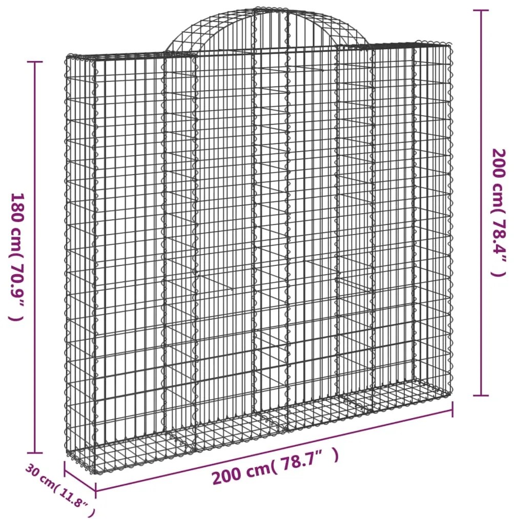 vidaXL Συρματοκιβώτια Τοξωτά 13 τεμ. 200x30x180/200 εκ. Γαλβαν. Ατσάλι