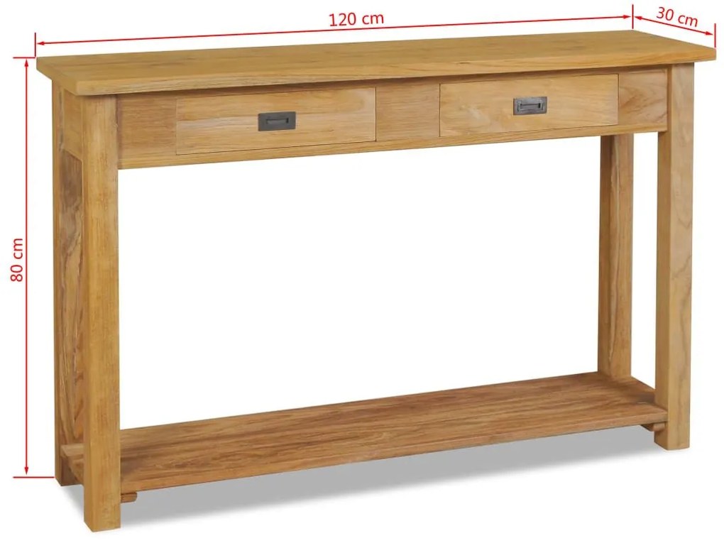 Τραπέζι Κονσόλα 120 x 30 x 80 εκ. από Μασίφ Ξύλο Teak - Καφέ