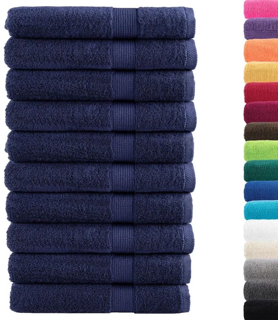 vidaXL Πετσέτες Σάουνας Premium SOLUND 10 τεμ. Μπλε Σκούρο Μπλε 80x200 εκ. 600 γρ./μ²