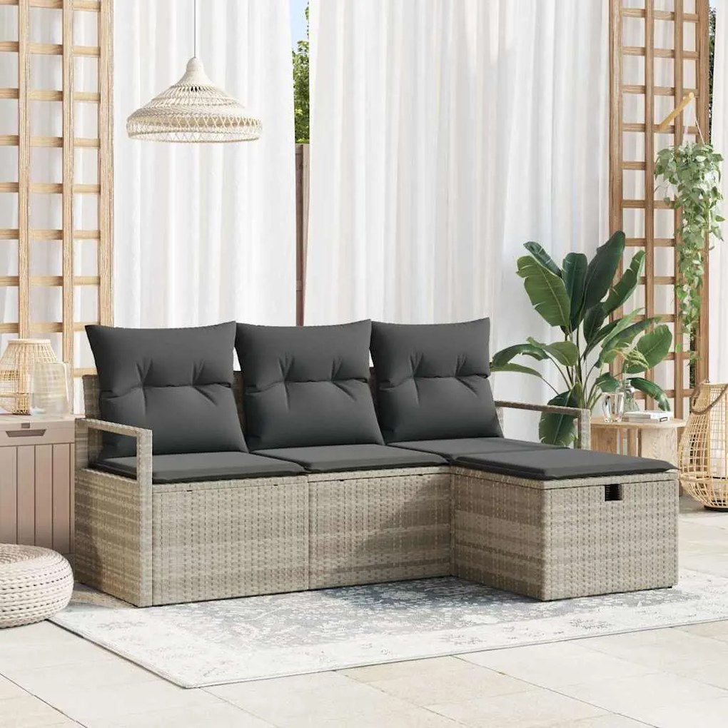 vidaXL Σετ Καναπέ Κήπου 4 pcs Ανοιχτό γκρι 175 x 117 x 85 εκ.
