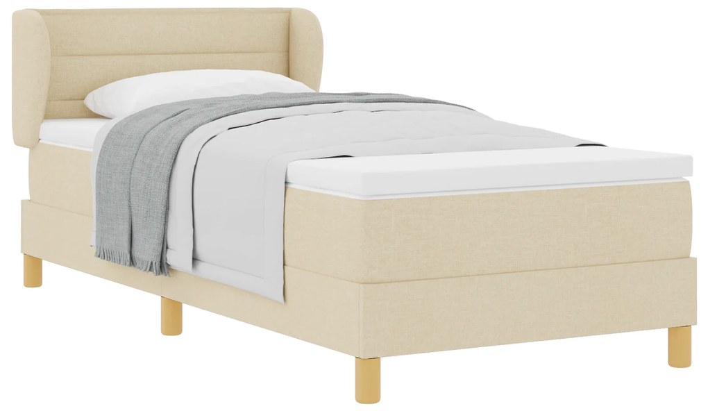 vidaXL Κρεβάτι με Στρώμα Κρέμ 100x200 cm Υφάσματος
