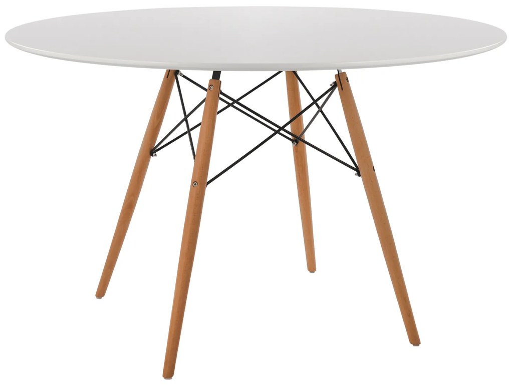 ΤΡΑΠΕΖΙ MINIMAL ΣΤΡΟΓΓΥΛΟ HM8454.01 MDF ΣΕ ΛΕΥΚΟ-ΠΟΔΙΑ ΟΞΙΑΣ ΣΕ ΦΥΣΙΚΟ Φ120Χ75Υεκ.