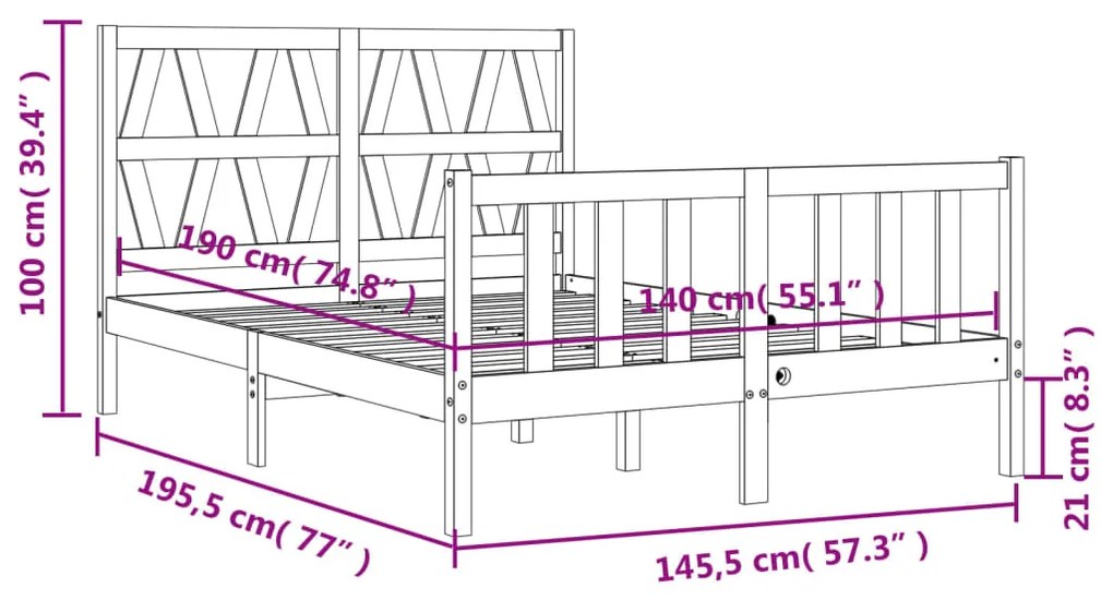 ΠΛΑΙΣΙΟ ΚΡΕΒΑΤΙΟΥ ΜΕ ΚΕΦΑΛΑΡΙ ΜΑΥΡΟ 140X190 ΕΚ. ΜΑΣΙΦ ΞΥΛΟ 3192475