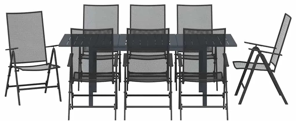 vidaXL Σέτ φαγητού για κήπο 9 pcs Ανθρακί Ατσάλι