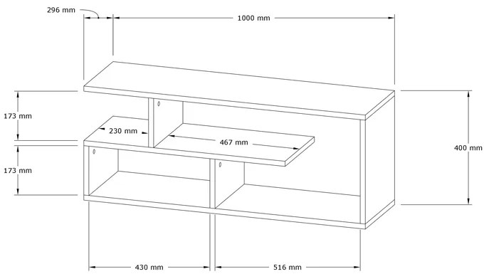 Έπιπλο τηλεόρασης Waldo pakoworld λευκό μελαμίνης 100x29,5x40εκ (1 τεμάχια)