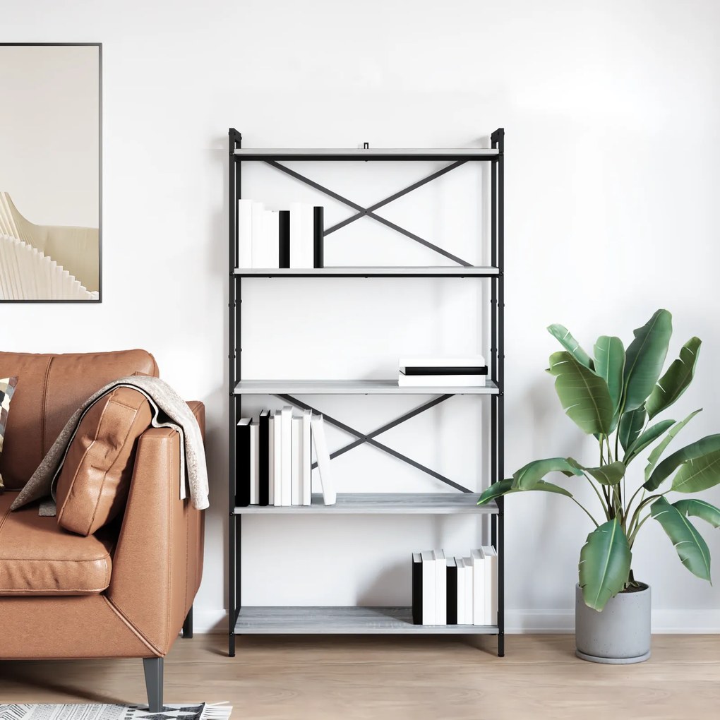 vidaXL Βιβλιοθήκη Γκρι sonoma 80 x 30 x 153 εκ Επεξεργασμένο ξύλο