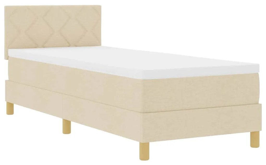vidaXL Κρεβάτι box spring με στρώμα με στρώμα Κρεμ 80 x 200 cm ύφασμα