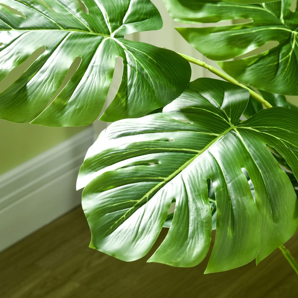 HOMCOM Τεχνητό φυτό Ρεαλιστικό τεχνητό φυτό Monstera Deliciosa, 1 γλάστρα και τσιμεντένια γη, 17,5 cm x 17,5 cm x 120 cm, Πράσινο