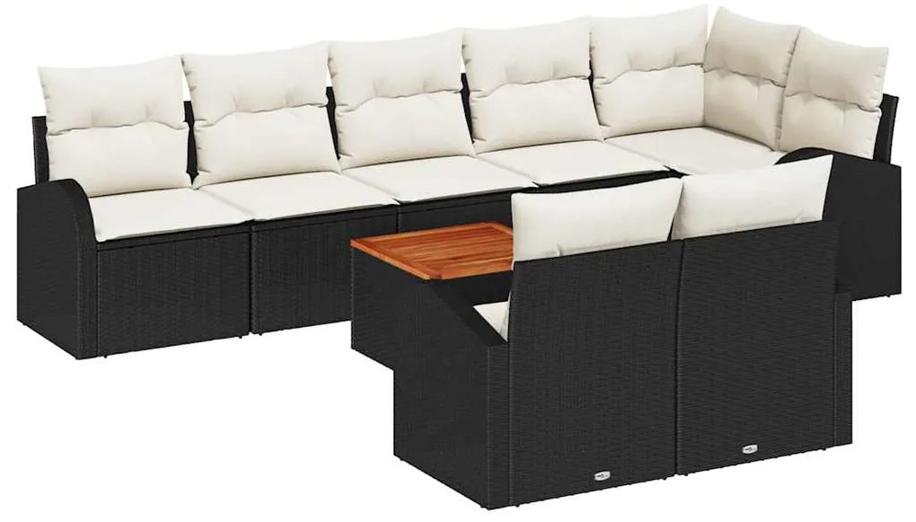 vidaXL Σετ Καναπέ Κήπου 9 pcs Μαύρο και Κρέμα συνθετικό ρατάν