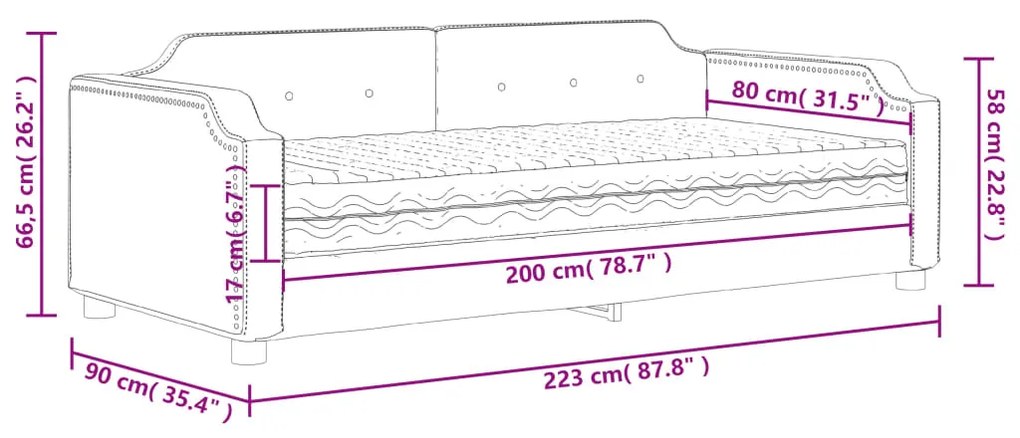 Καναπές Κρεβάτι με Στρώμα Taupe 80 x 200 εκ. Υφασμάτινο - Μπεζ-Γκρι