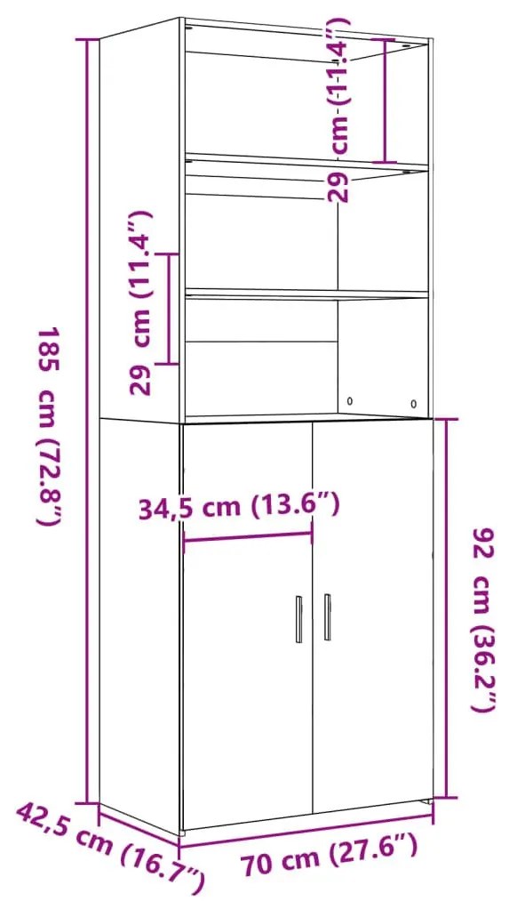 Ντουλάπι Γκρι Σκυροδέματος 70x42,5x185 εκ. Επεξεργασμένο Ξύλο - Γκρι