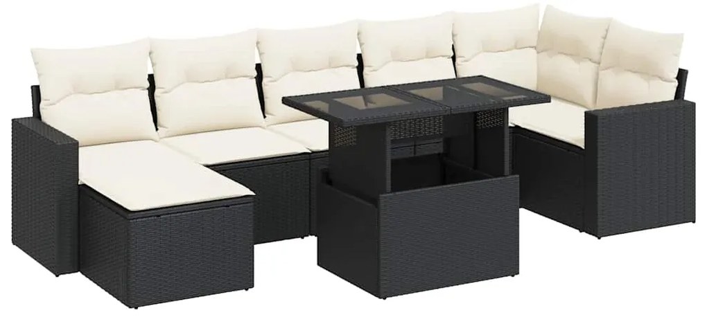 vidaXL Σαλόνι Κήπου 8 Τεμαχίων Μαύρο από Συνθετικό Ρατάν με Μαξιλάρια