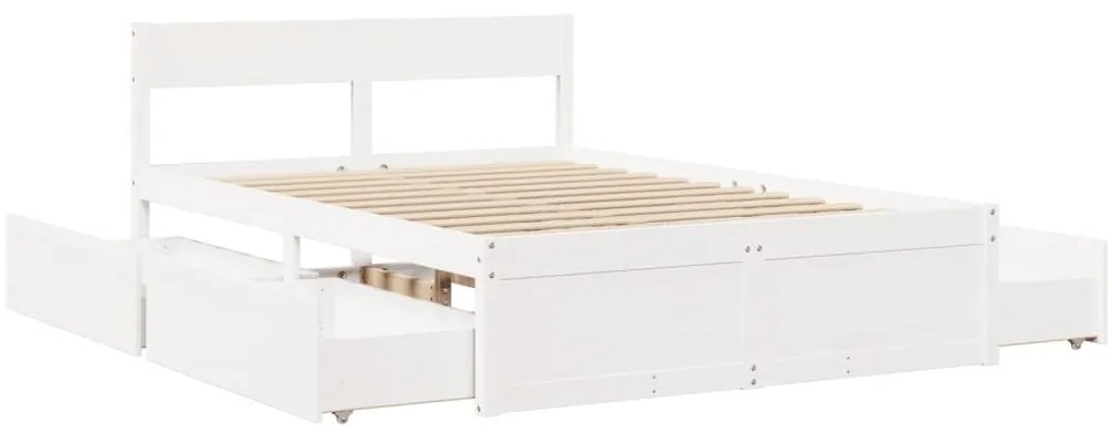 vidaXL Σκελετός Κρεβ. Χωρίς Στρώμα Λευκό 135x190 εκ Μασίφ Πεύκο