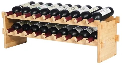 VEVOR 18 Bottle Stackable Modular Wine Rack Bamboo Wood Display Shelf 2-Tier