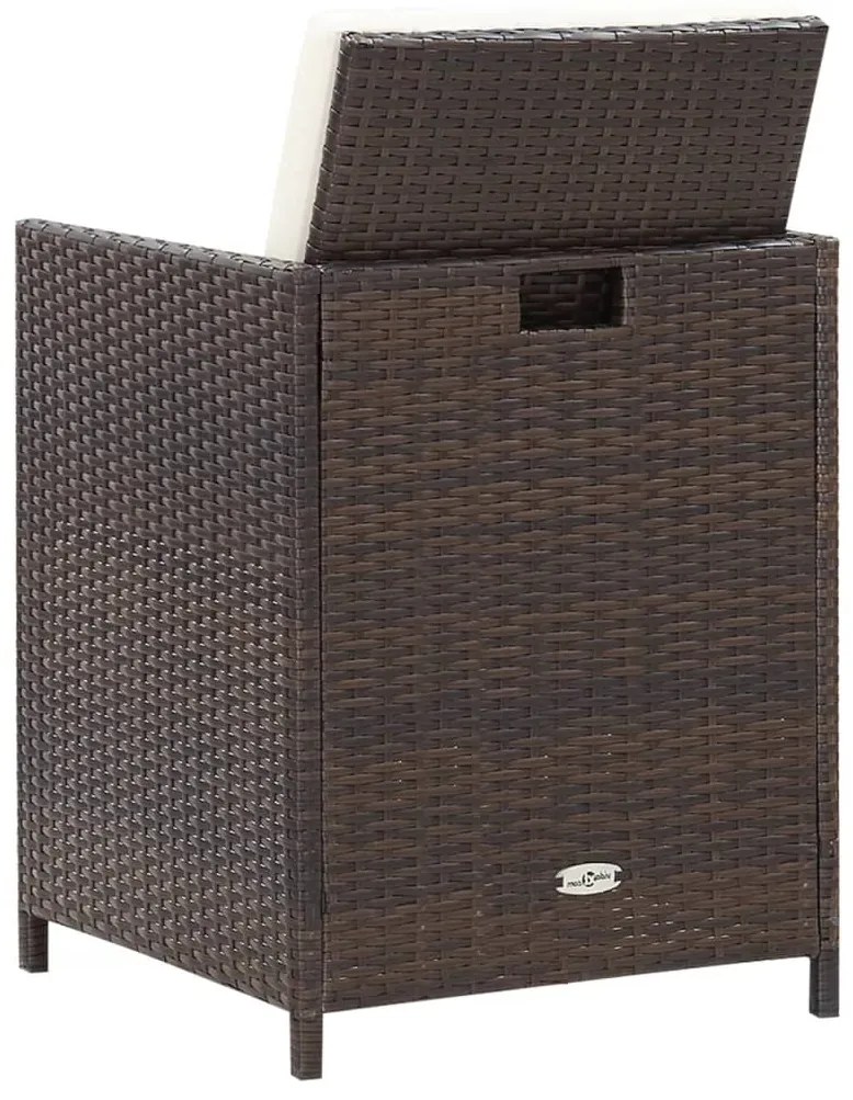 vidaXL Καρέκλα και Σκαμπό Κήπου Σετ 4 Τεμαχίων Καφέ Συνθετικό Ρατάν