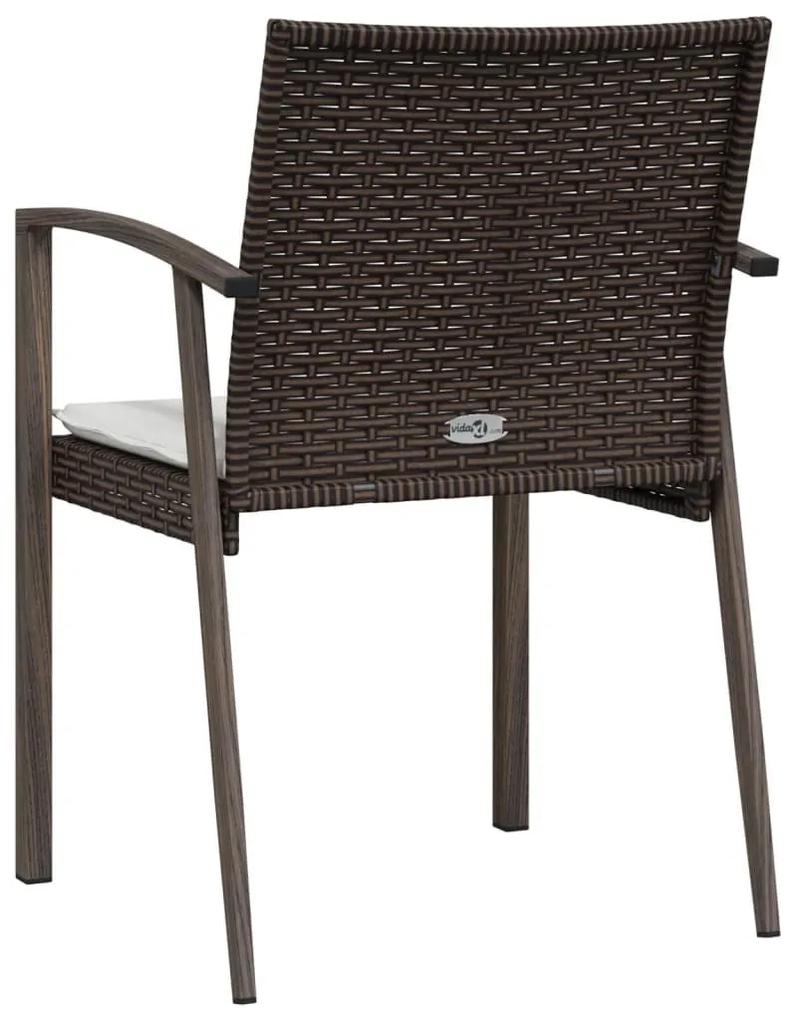 Καρέκλες Κήπου 6 τεμ. Καφέ 56,5x57x83 εκ. Συνθ. Ρατάν&amp;Μαξιλάρια - Καφέ