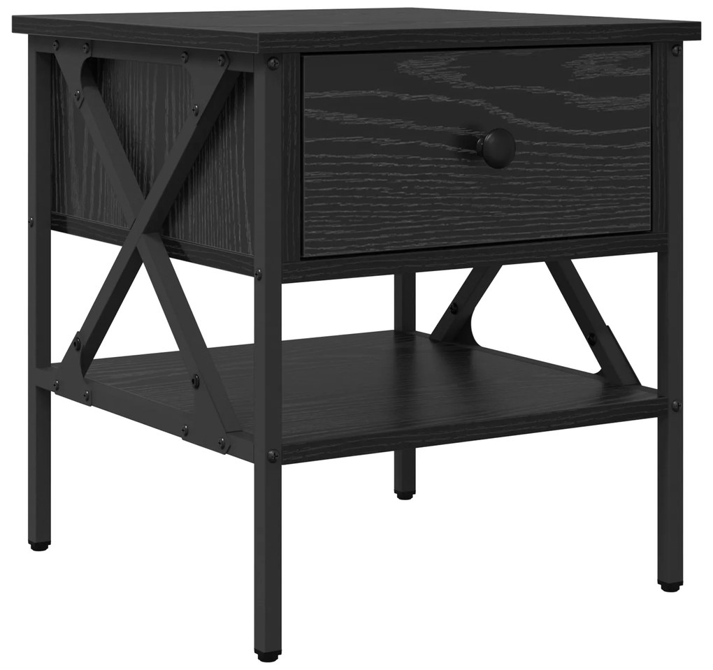 vidaXL κομοδίνο Μαύρη δρυς 40x42x45 εκ Επεξεργασμένο ξύλο