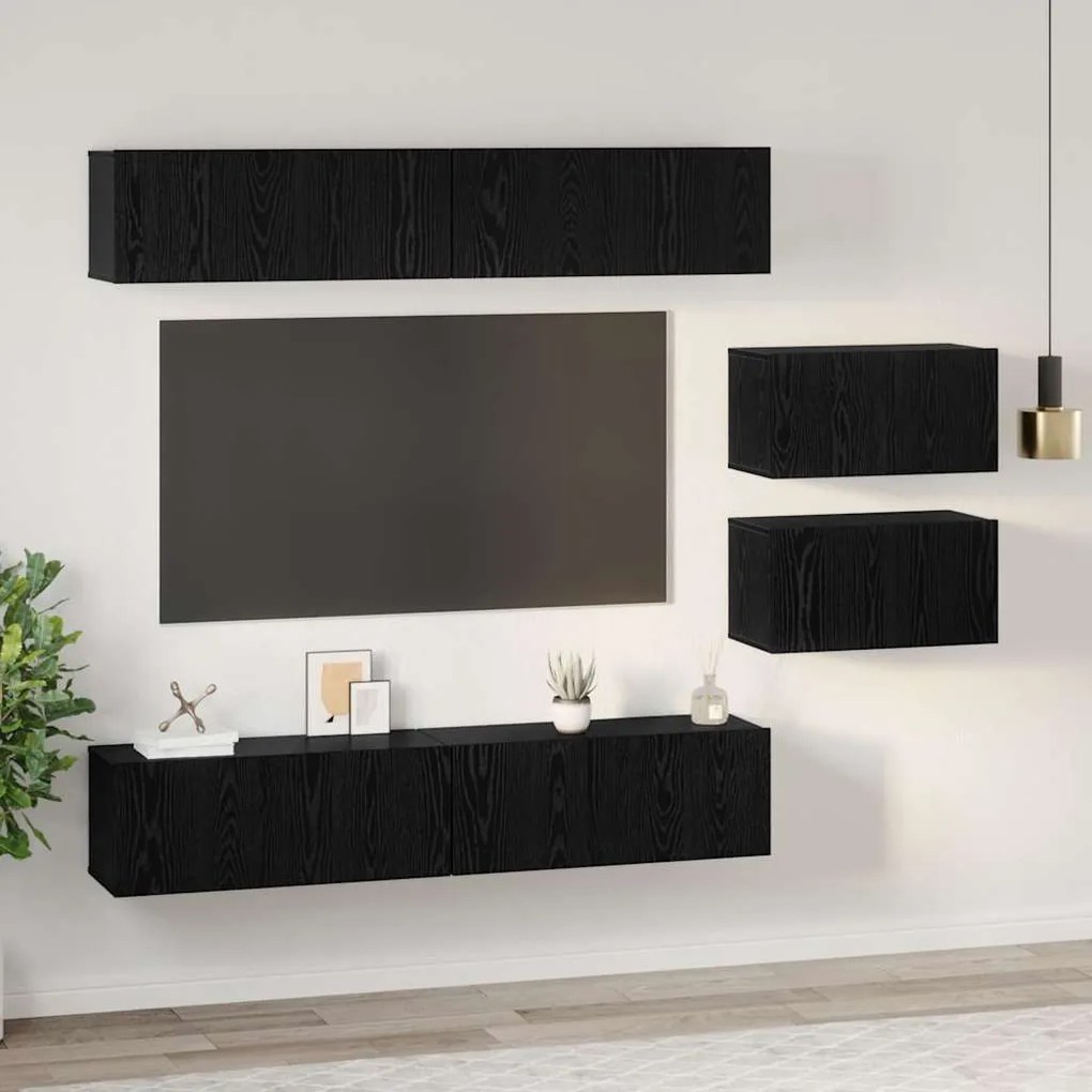 vidaXL Σετ επίπλου τηλεόρασης 6 pcs Μαύρη δρυς 80 x 30 x 30 εκ