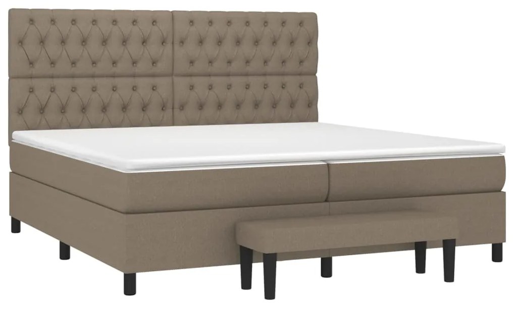 Κρεβάτι Boxspring με Στρώμα Taupe 200x200 εκ. Υφασμάτινο - Μπεζ-Γκρι