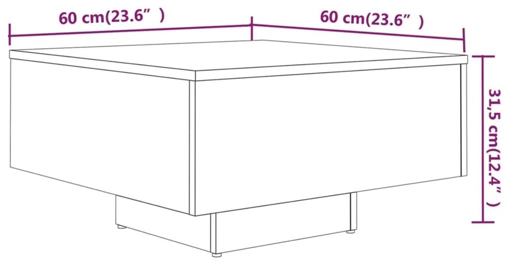 Τραπεζάκι Σαλονιού Καφέ Δρυς 60x60x31,5 εκ. από Επεξεργ. Ξύλο - Καφέ