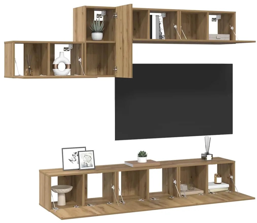 vidaXL Σετ επίπλου τηλεόρασης 7 pcs artisan δρυς 60 x 30 x 30 cm