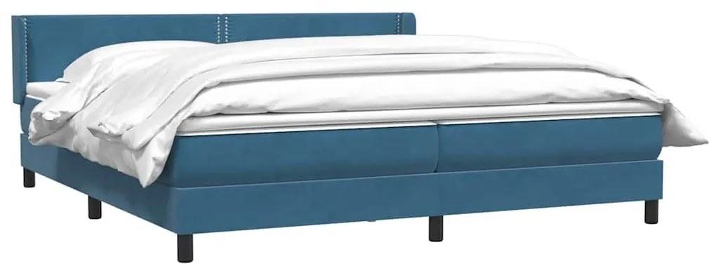 Box Spring κρεβάτι με στρώμα σκούρο μπλε 200x220 cm Βελούδινο - Μπλε