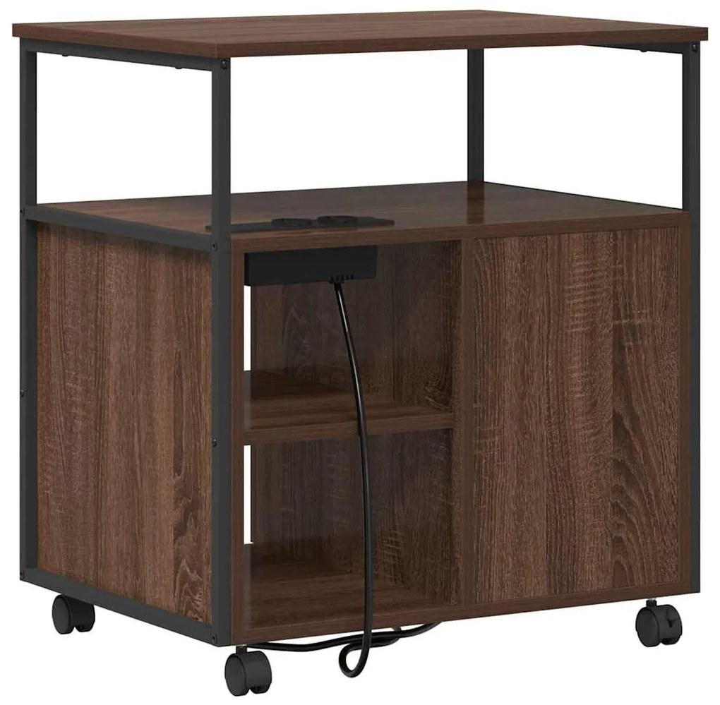 vidaXL Ντουλάπα με Σταθμό Φόρτισης Καφέ δρυς 61 x 46 x 67 εκ.