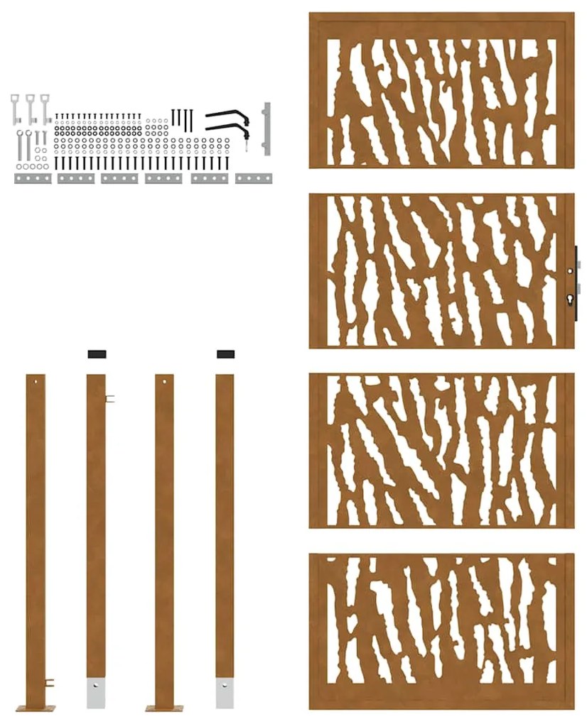 vidaXL Πύλη κήπου 105x205 cm Weathering Steel Trace Design