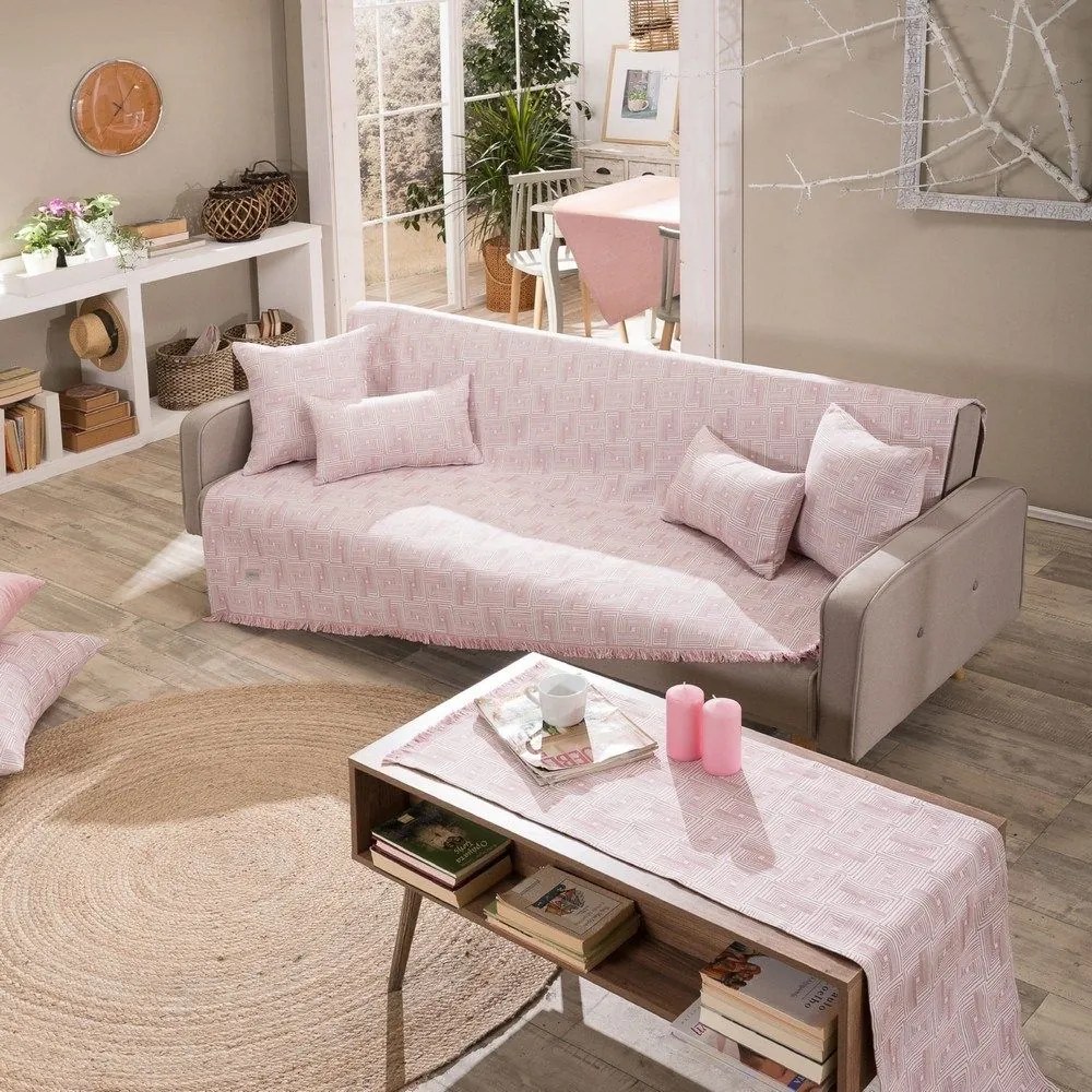 Ριχτάρι Messina 06 Pink Teoran Τριθέσιο 180x300cm Cotton-Polyester