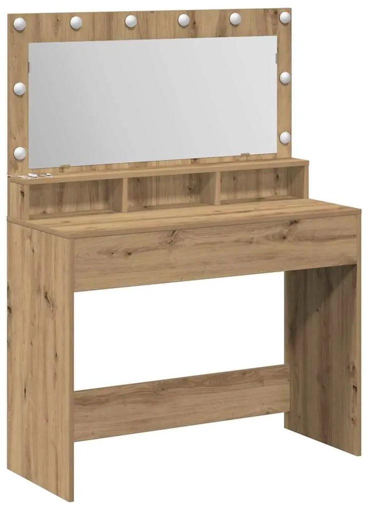 vidaXL Τραπέζι Μακιγιάζ με ράφι artisan δρυς 100 x 41 x 135 εκ.