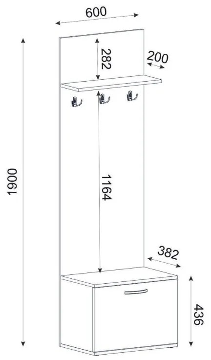 Έπιπλο εισόδου Track Megapap χρώμα sapphire oak 60x38,2x190εκ.