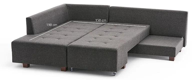 Γωνιακός καναπές - κρεβάτι Manama Megapap αριστερή γωνία υφασμάτινος χρώμα ανθρακί 280x206x85εκ. - Ύφασμα - PRGP043-0010,4