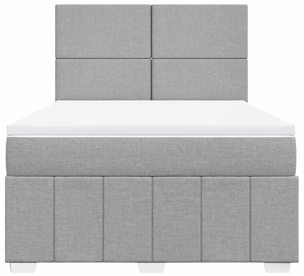 vidaXL Κρεβάτι Boxspring με Στρώμα Ανοιχτό Γκρι 140x190 εκ. Υφασμάτινο