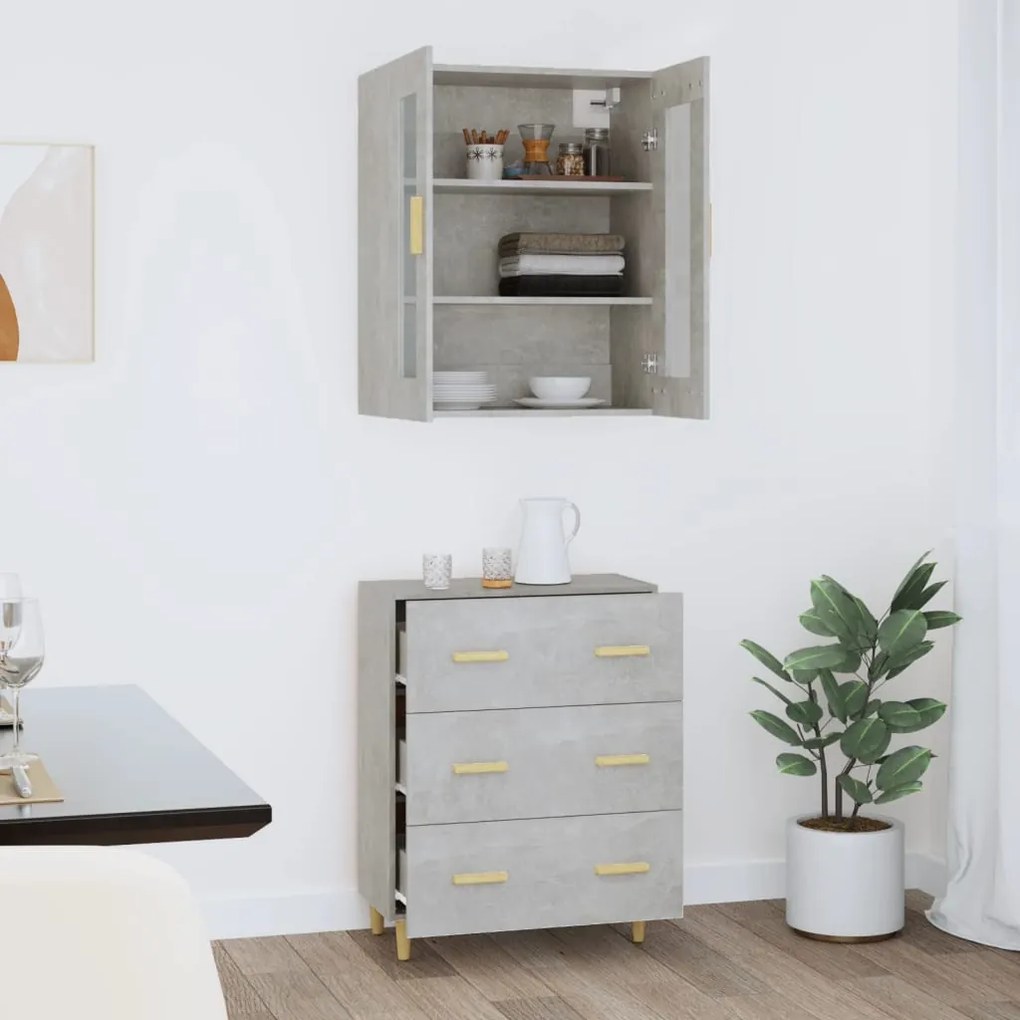 vidaXL Ντουλάπι Γκρι Σκυροδέματος 69,5x34x180 εκ. Επεξεργασμένο Ξύλο