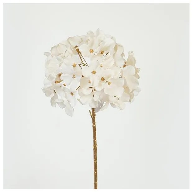 Λουλούδι Ορτανσία Χρυσό Κλαδί Λευκό 45cm 758-12104 Estheti-758-12104-Λευκό 758-12104