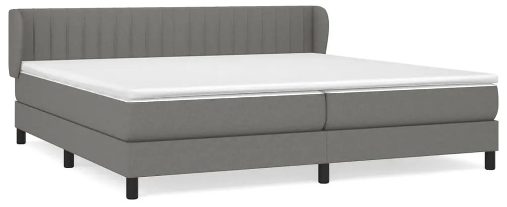 Κρεβάτι Boxspring με Στρώμα Σκούρο Γκρι 200x200 εκ. Υφασμάτινο - Γκρι