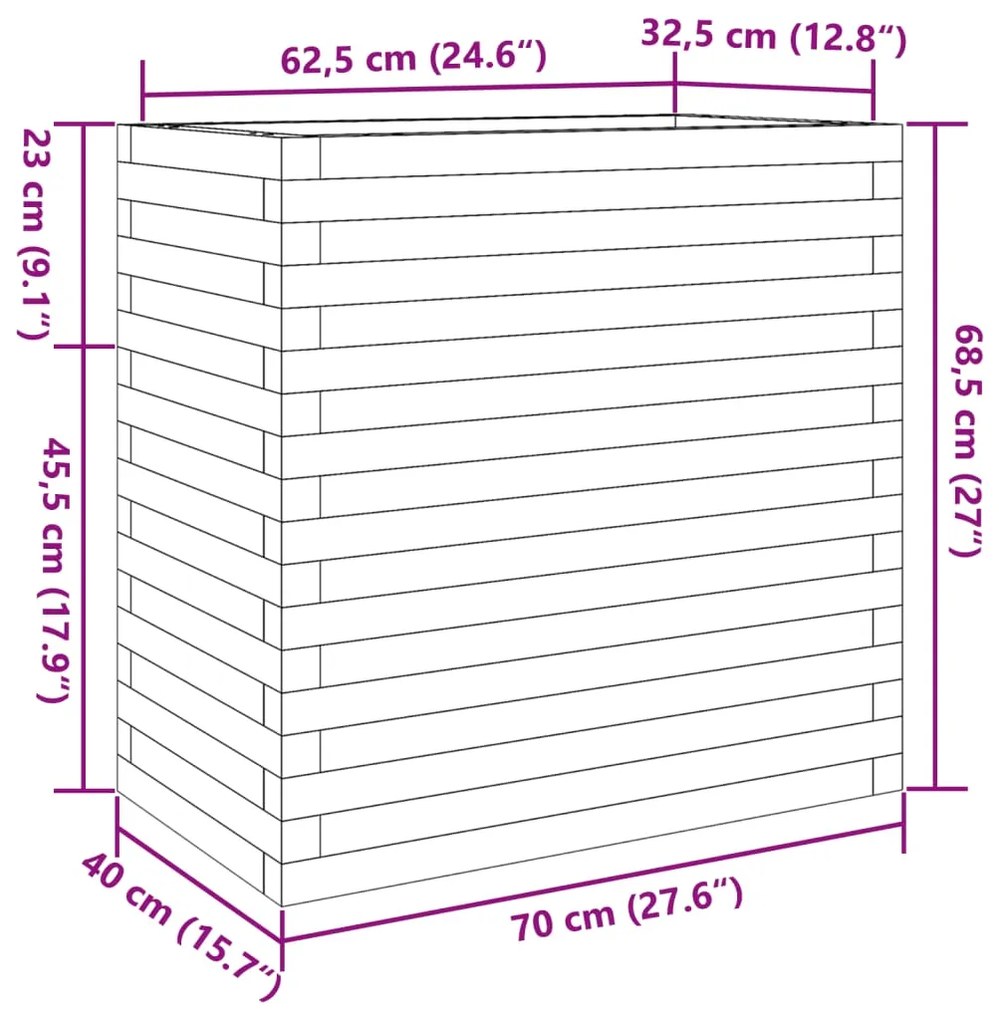 Ζαρντινιέρα Κήπου Λευκή 70x40x68,5 εκ. από Μασίφ Ξύλο Πεύκου - Λευκό