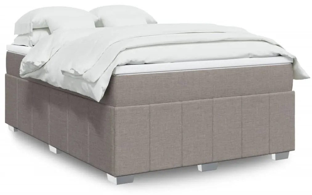 vidaXL Κρεβάτι Boxspring με Στρώμα Taupe 160x200 εκ. Υφασμάτινο