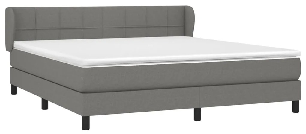 vidaXL Κρεβάτι Boxspring με Στρώμα Σκούρο Γκρι 160x200 εκ Υφασμάτινο