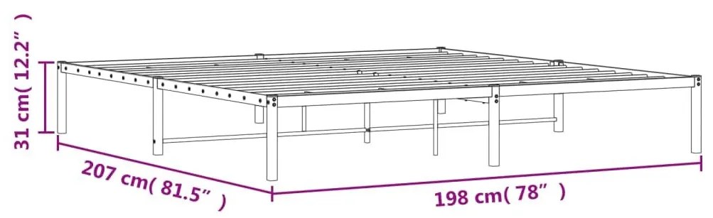 Πλαίσιο Κρεβατιού Λευκό 193 x 203 εκ. Μεταλλικό - Λευκό