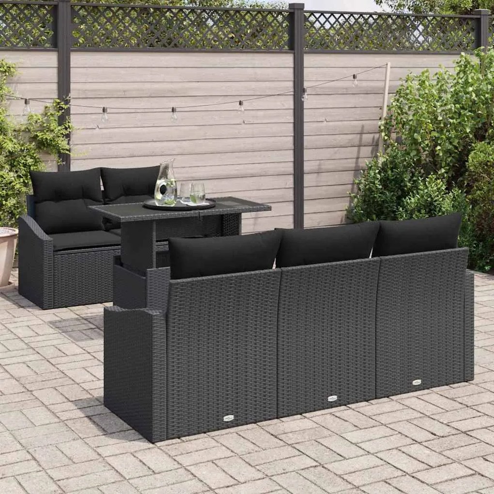 vidaXL Σετ Καναπέ Κήπου με μαξιλάρι 6 pcs Μαύρο 100 x 55 x 73 εκ