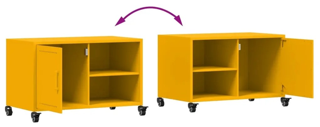 Έπιπλο Τηλεόρασης Μουσταρδί Κίτρινο 68x39x43,5 εκ. από Ατσάλι - Κίτρινο