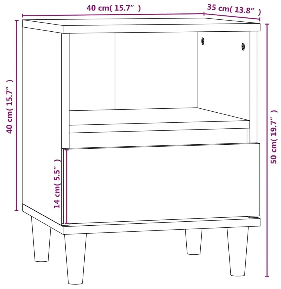 Κομοδίνο Καφέ Δρυς 40x35x50 εκ. - Καφέ