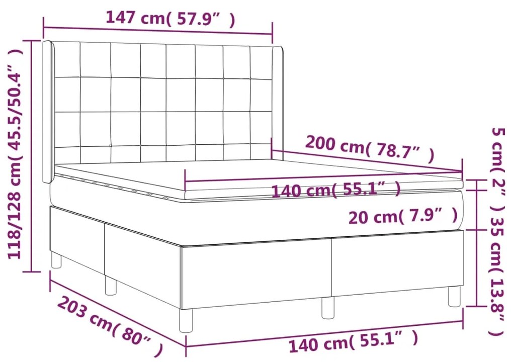 ΚΡΕΒΑΤΙ BOXSPRING ΜΕ ΣΤΡΩΜΑ ΣΚΟΥΡΟ ΜΠΛΕ 140X200 ΕΚ. ΒΕΛΟΥΔΙΝΟ 3132685