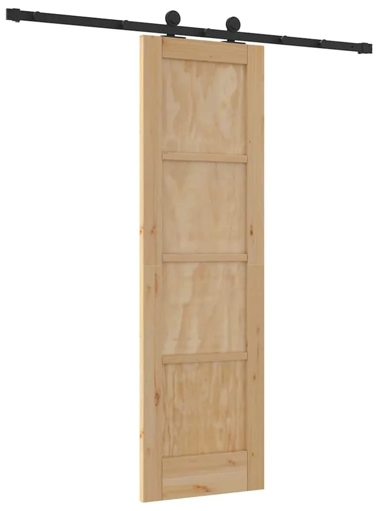 vidaXL Σετ Συρόμενης Πόρτας Φυσικό και μαύρο 61 x 198.5 εκ.
